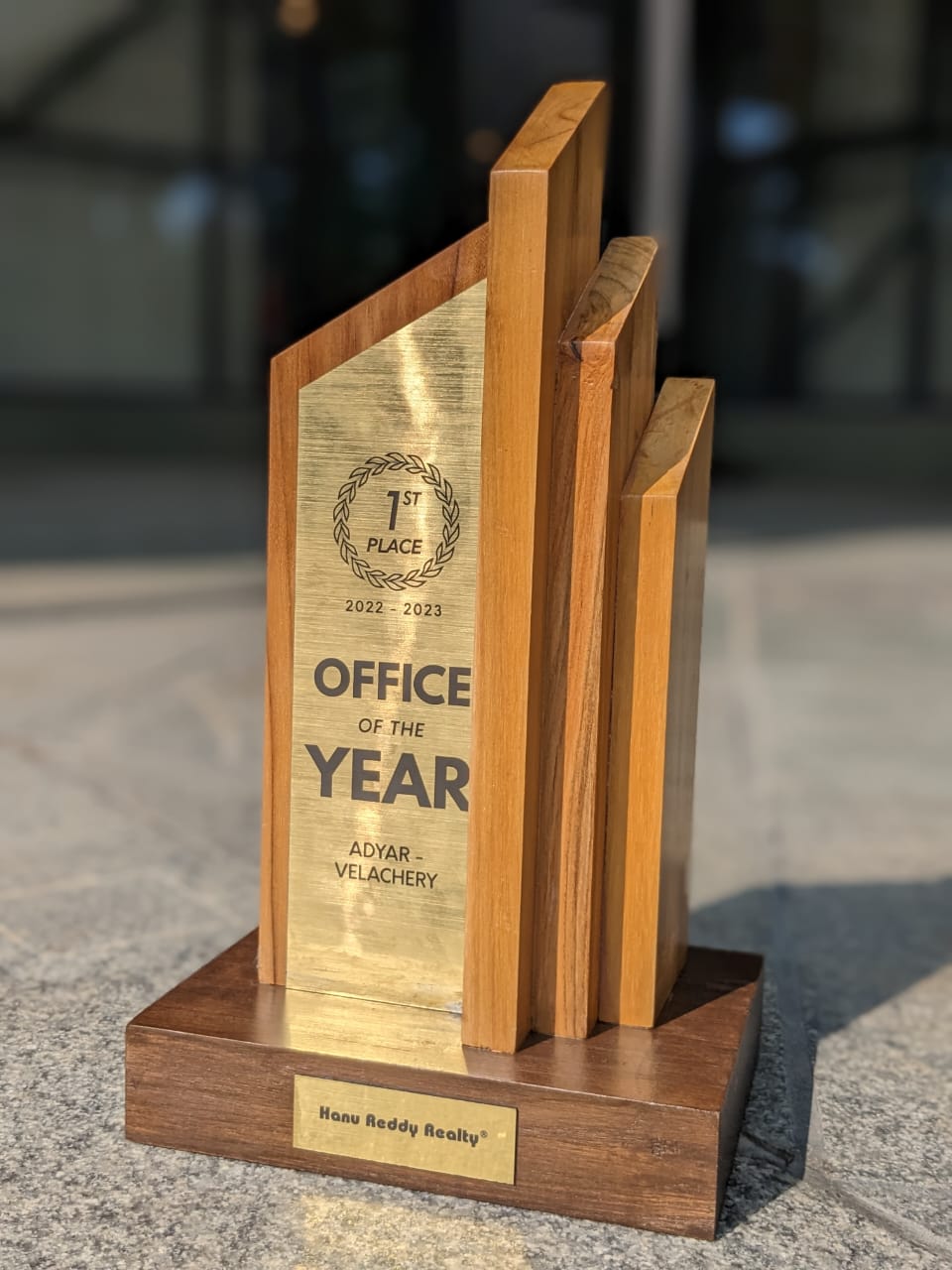 Wooden 'Office of the Year' award trophy